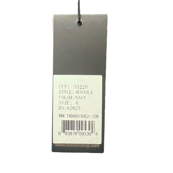 Tadashi Shoji Navy Blue Long Sleeve Sequin Evening Gown Maxi Dress Sz 4 NEW Tags - Picture 8 of 15